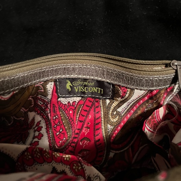 Sophia Visconti Purse Gray Suede And Patent Leather - Picture 9 of 15